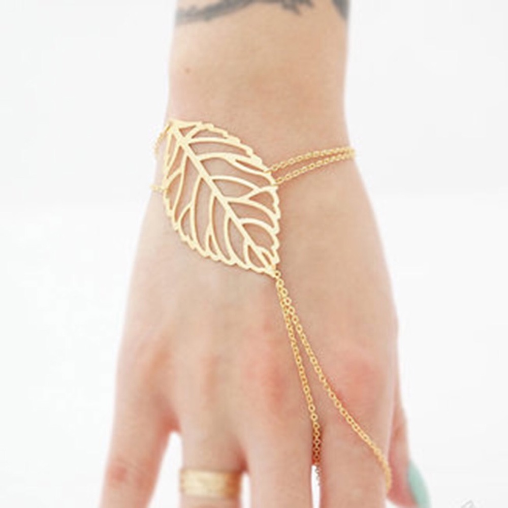 Delicate Gold Leaf Slave Bracelet