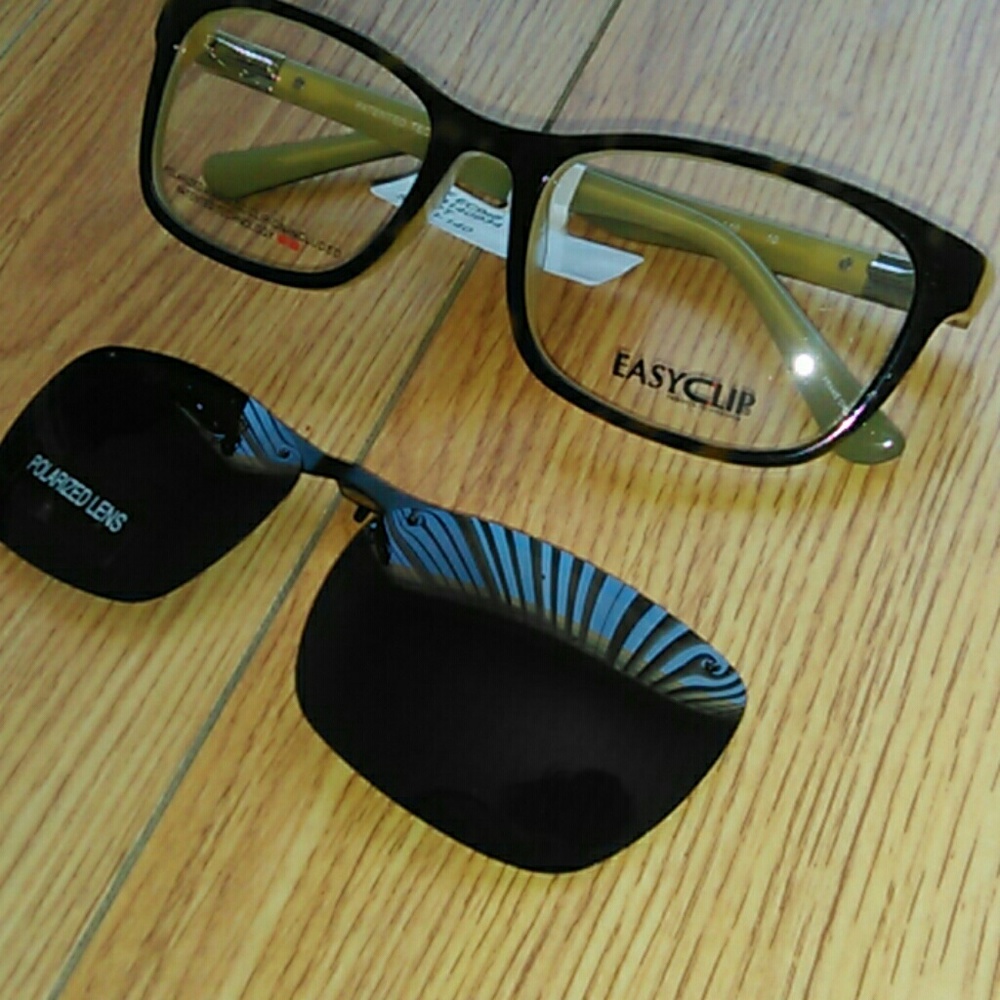 Eyeglass frames with polarized clip-on