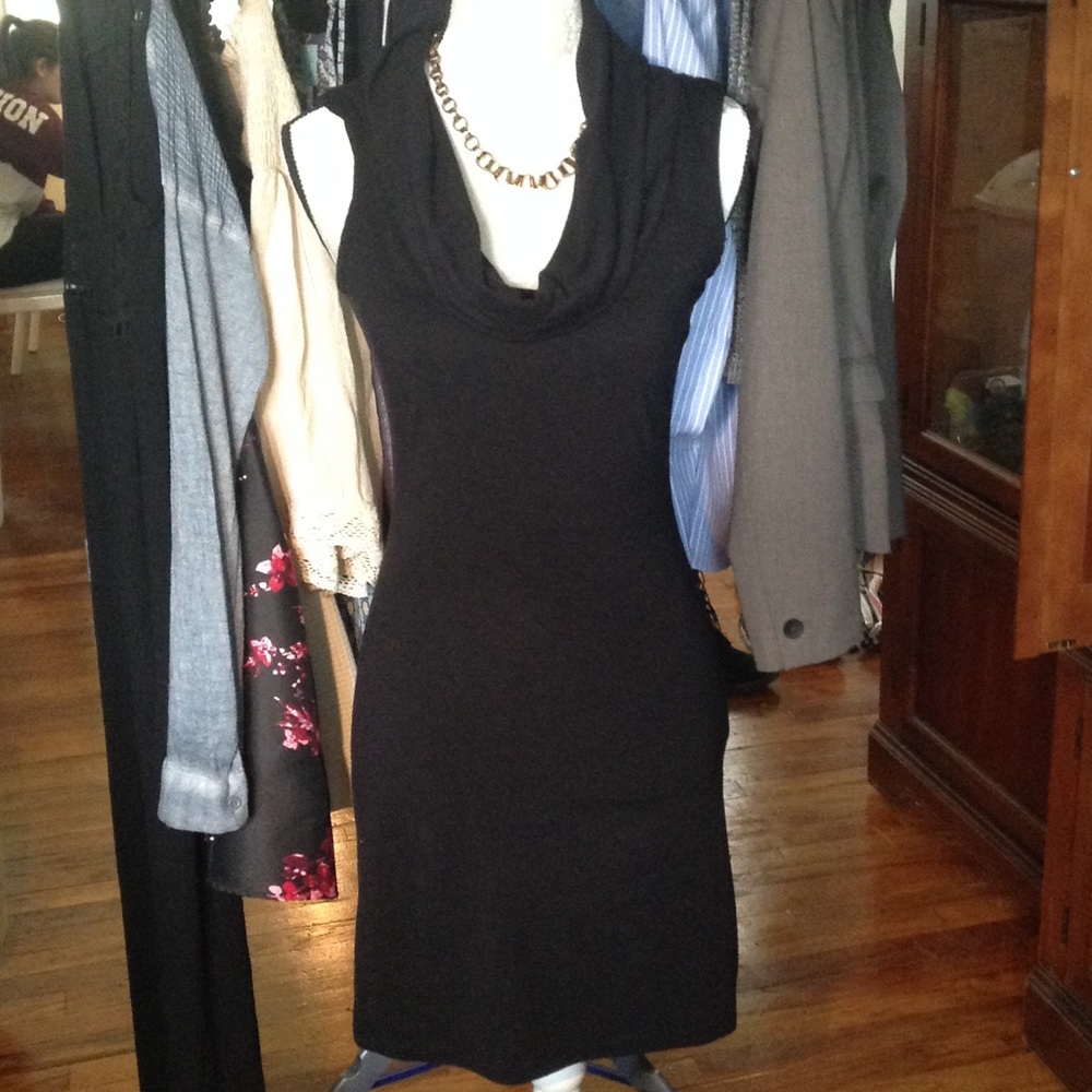 Guess Knit Black Cowl Neck Dress