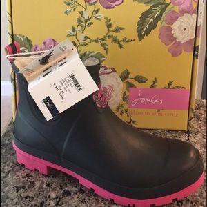 Joules Women's Black w/Pink Bottom Wellibobs Boots