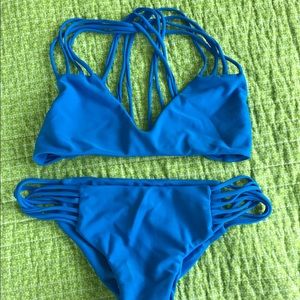 MIKOH strappy blue kini Set