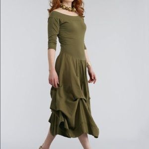 Luna Luz 3/4 Sleeve Off Shoulder Tie Up Dress