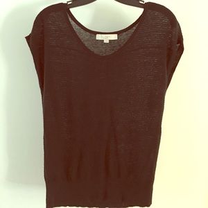 Black-Summer cable knit cap sleeve shirt