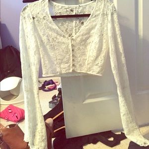 White lace crop top