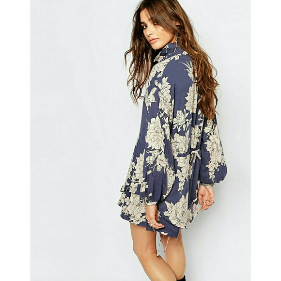 New Free People Floral  Double-hem Tunic Top Shirt - Picture 2 of 5