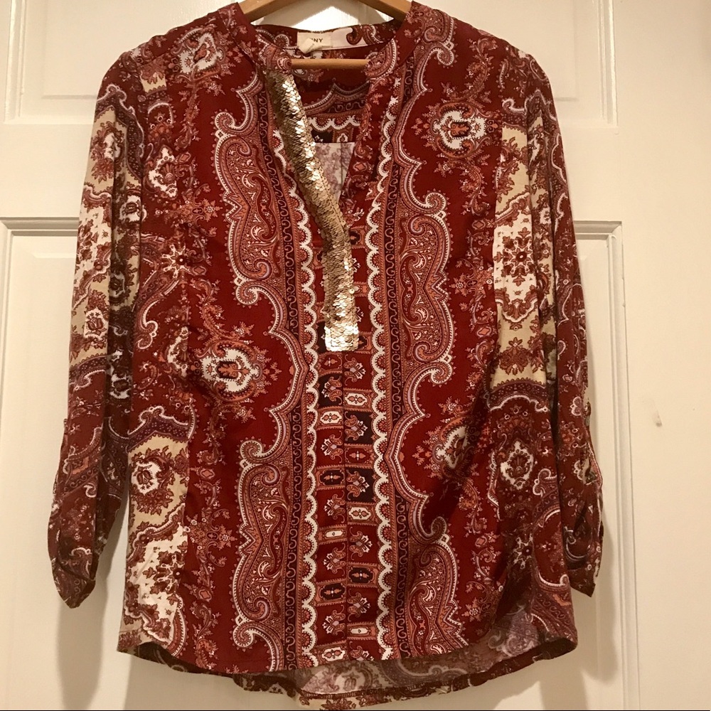 Anthropologie Tiny Sequin Boho Blouse
