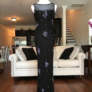 Gorgeous black sequin gown with lavender beads.