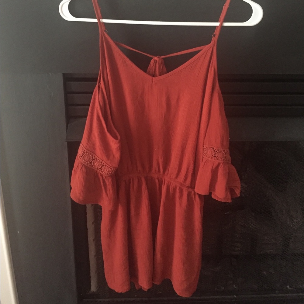 Mossimo Burnt Orange Cold Shoulder Romper