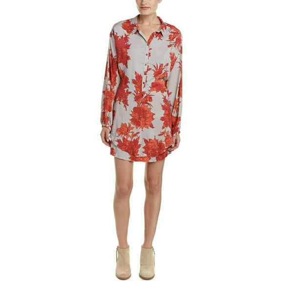 NEW Free People Floral Double-hem Mini Shirt Dress - Picture 7 of 7