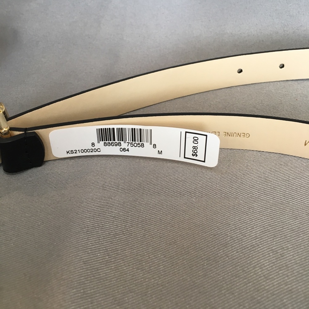 LAST 1 NWT Kate Spade Black Leather Belt Gold Bow - Picture 6 of 8