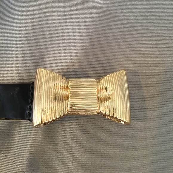 LAST 1 NWT Kate Spade Black Leather Belt Gold Bow - Picture 8 of 8