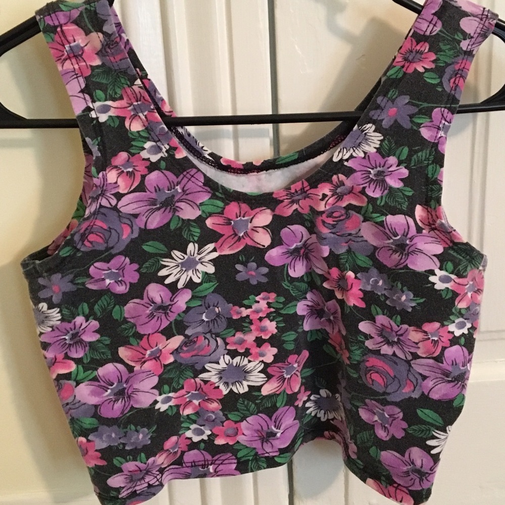Vintage floral crop tank top