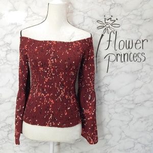 Gorgeous Off Shoulder Blouse w/ Flowing Sleeves