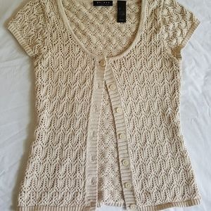 Cream short sleeve cardigan