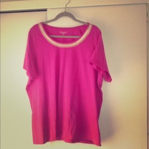 Coldwater Creek Knit Pink Top with gold detail
