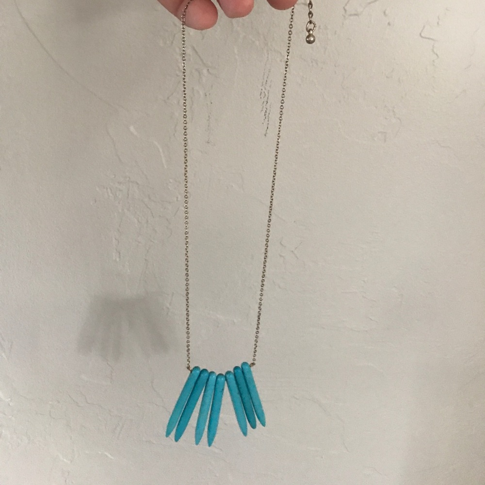 Silver chain necklace with turquoise pendants