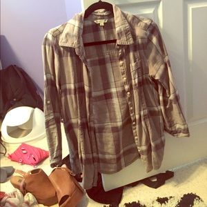 Gray button up plaid
