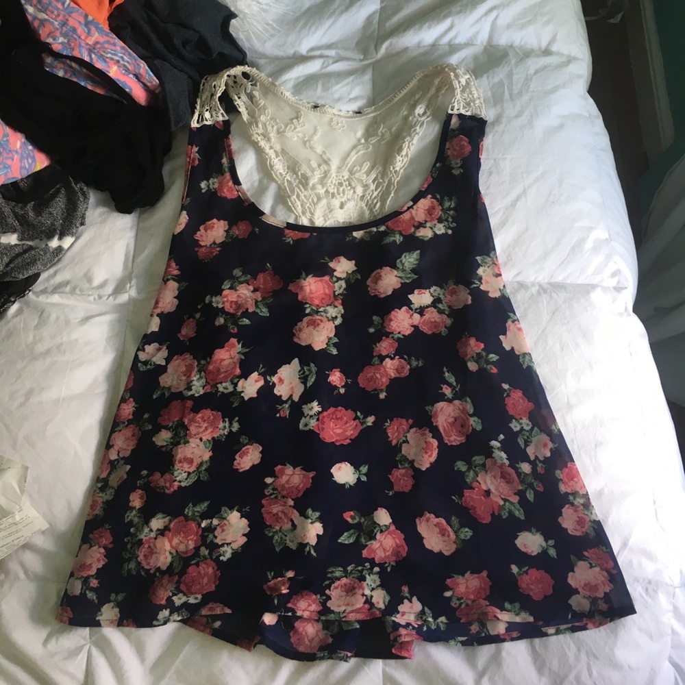 Lace floral tank