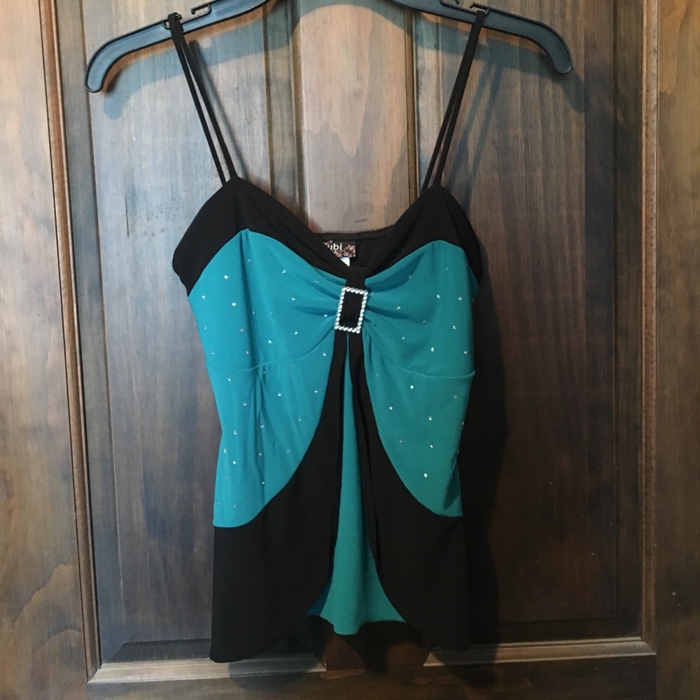 Adorable teal and black dress shirt