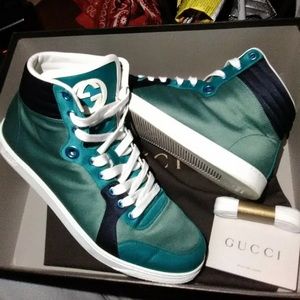 Gucci satin green hightop shoes