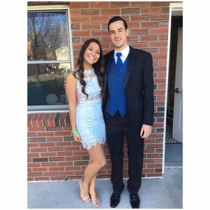 D.Monaco Designs Silver Blue Lace Dress