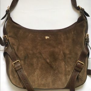 Burberry Suede + Leather Buckle Hobo - Army Green