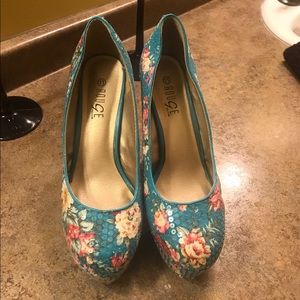 Sequin Floral High Heels
