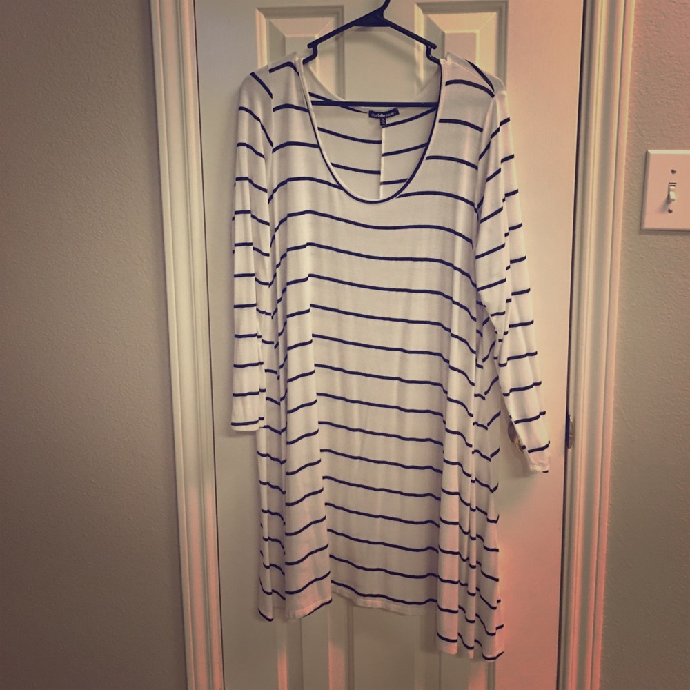 Black and white striped swing dress