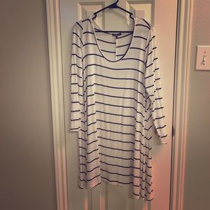 Black and white striped swing dress