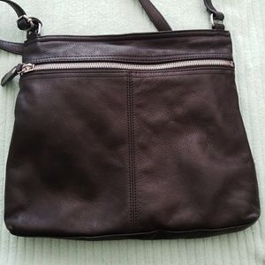 Black leather crossbody bag