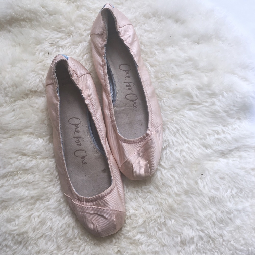 TOMS pink grosgrain ballet flats