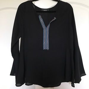 Black detailed flowy top with Bell sleeves