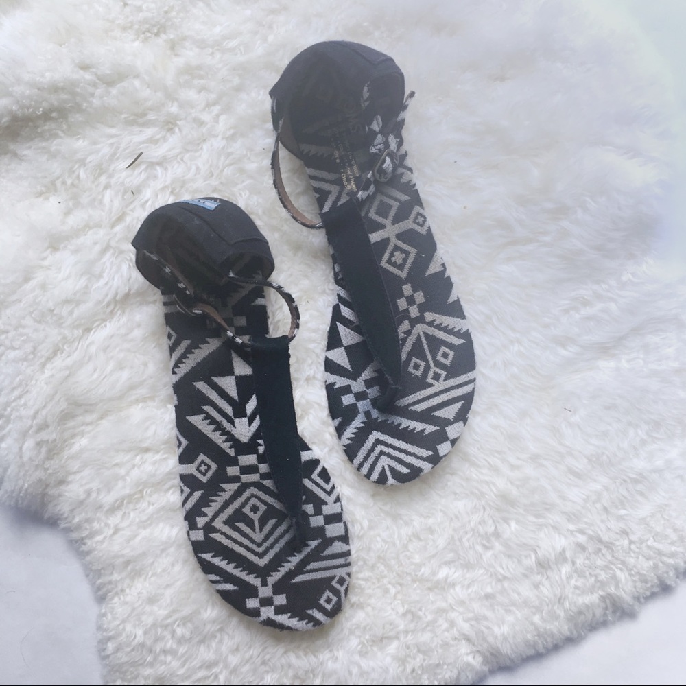 TOMS black and white woven Playa sandals