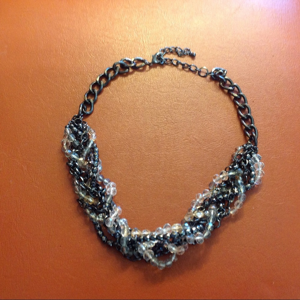 black chunky bead statement necklace