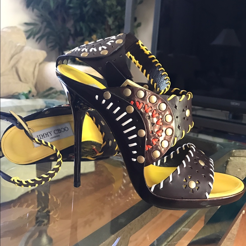 GORGEOUS AUTHENTIC EMBROIDERED JIMMY CHOO SANDALS