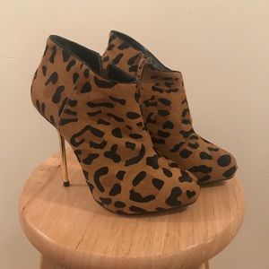 Leopard Print Calf Hair Ankle Booties