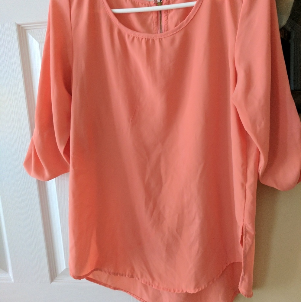 Peachy/coral quarter sleeve shirt
