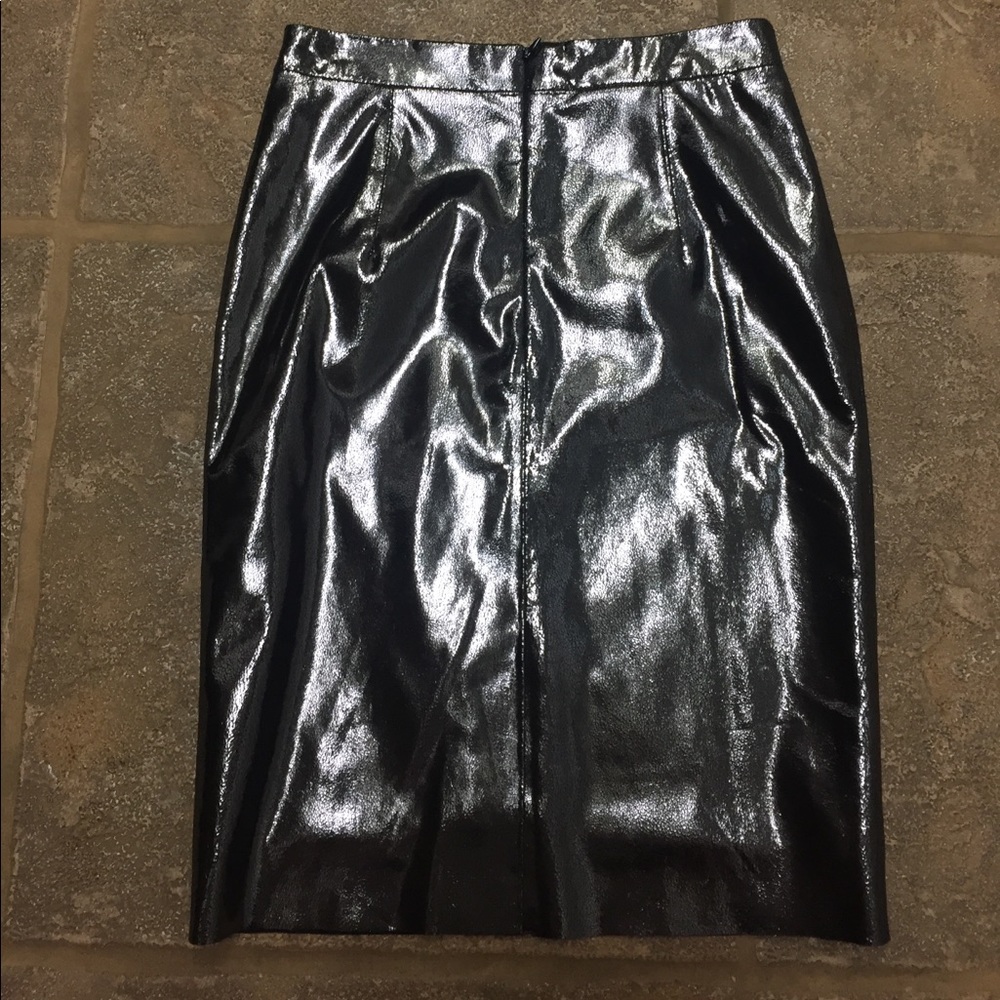 Milly metallic gunmetal leather pencil skirt NWT - Picture 2 of 3
