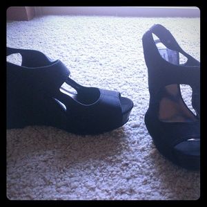 Gently worn black wedges