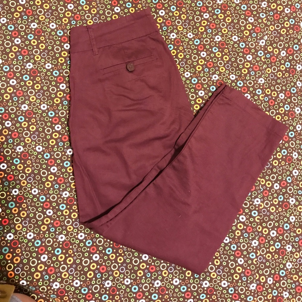Burgundy crop pants