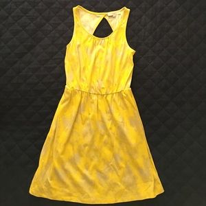 Loft yellow print sleeveless dress