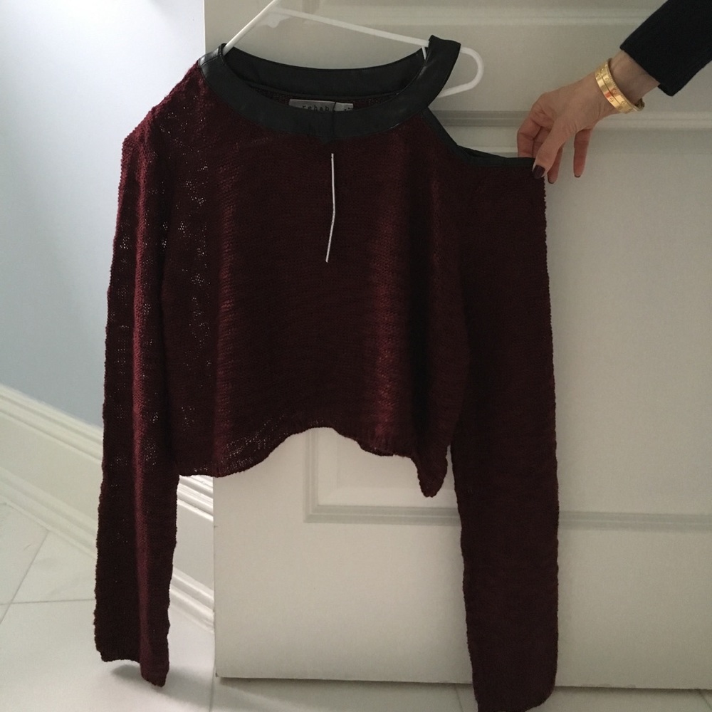 Cold shoulder burgundy sweater