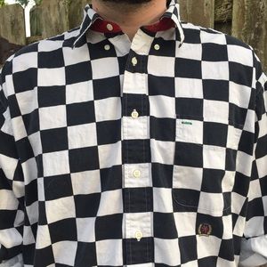 90s Men's Tommy Hilfiger checkerboard button down