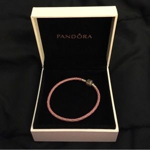 Pink leather pandora empty bracelet band