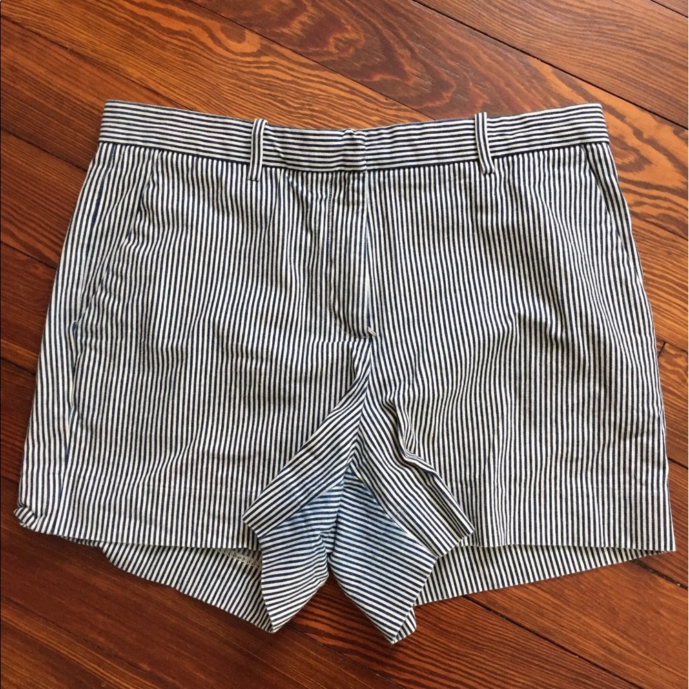 Navy and grey pinstriped shorts