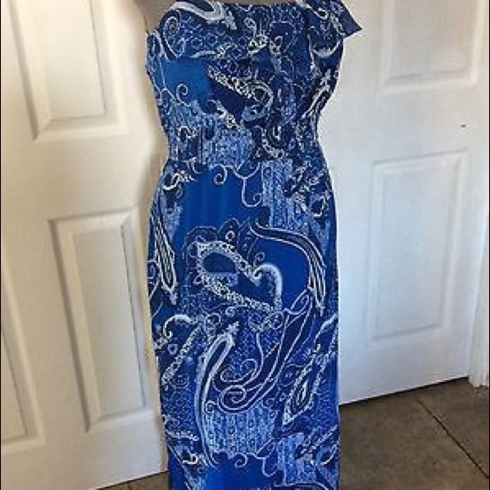 Faded Glory Women's Blue & White Summer Dress