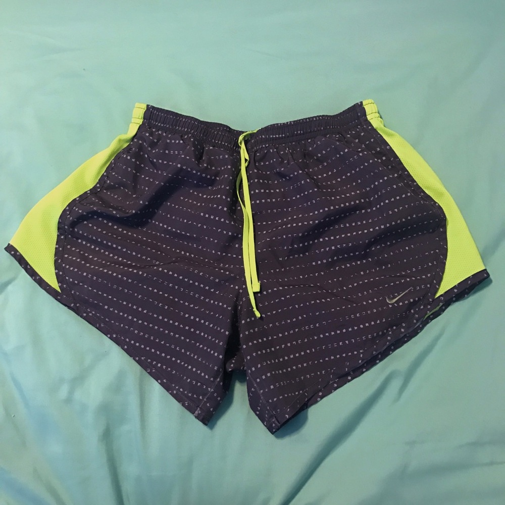 Neon and Gray Nike Girls' Tempo Running Shorts
