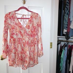 Red & Orange Pattern Romper