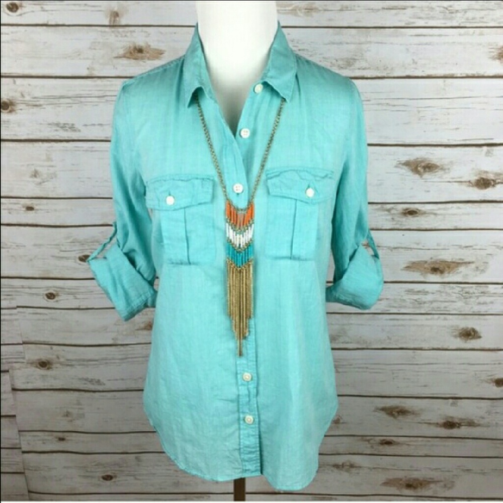 J crew blue button down