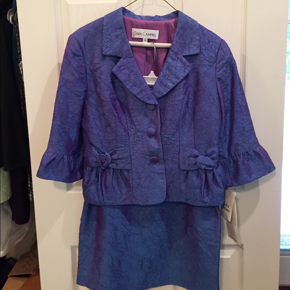 Sara Campbell 100% SILK Suit in Blue Purple SZ6